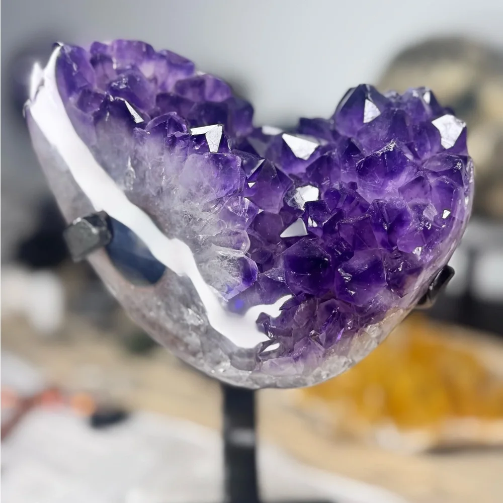 💜 Deep Purple Big Points Amethyst Agate Metal Stand – High Grade from Uruguay 💜 - Picture 7 of 9